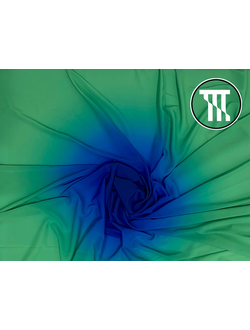Шифон-стрейч градиент, цв. Синий + Зеленый