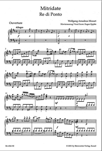 Mozart, Wolfgang Amadeus Mitridate, Re di Ponto K. 87 (74a)