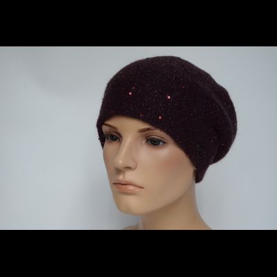 Женский берет вязаный Vizio Италия 6943 сливовый