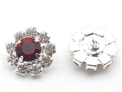 ПУГОВИЦЫ С КРИСТАЛЛАМИ, 16 мм. 50 шт. Р-000136, Цвет: бордо/серебро