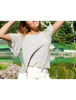 Блуза с воланами в полоску