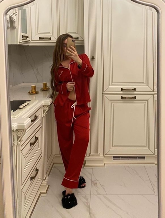 Пижама Виктория Сикрет одноцветная Бордовая / Victoria's Secret