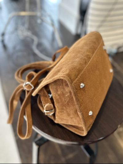 Женская маленькая сумочка из натуральной замши, рыжего цвета, Italy. Арт. 022618