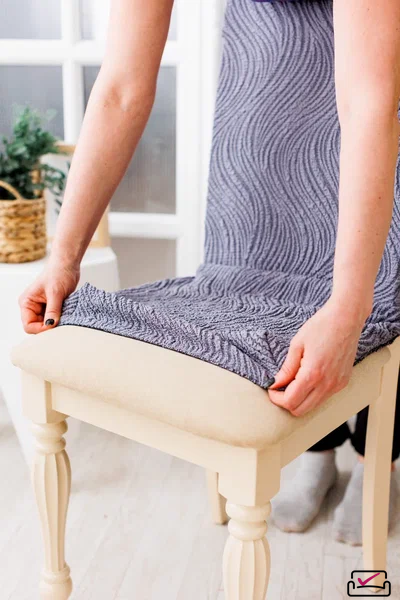 Чехол на стул Жаккард Волна Пепельный. Россия