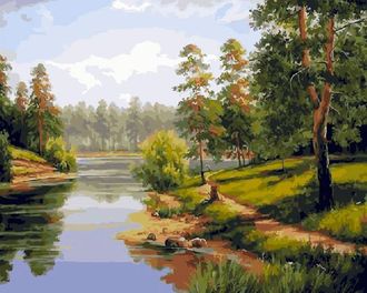 Картина по номерам 40х50 GX 21071 Озеро в лесу (Оптом)