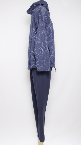 КОСТЮМ ХУДИ И БРЮКИ "Пайетки турецкий огурец" т. синий до 54р.