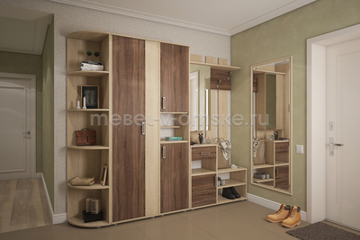 Стеллаж "Порту" в интерьере в расцветке Дуб Сонома.