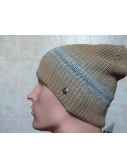Вязаная бежевая мужская шапка Италия Vizio 6252 CL