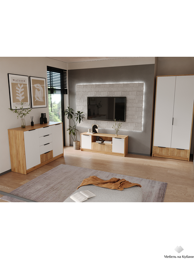 ИВИС ТВ-тумба ТМ-001 Дуб Крафт золотой / Белый