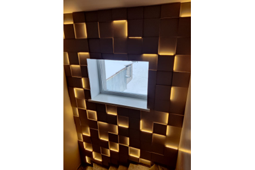 Смонтированные световые панели "LightUnit" в г.Королев. Размер панелей 250*250мм (толщины - 10, 20 и 30мм).