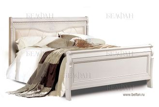 Кровать "Лика" 160 (высокое изножье, кож. изголовье)