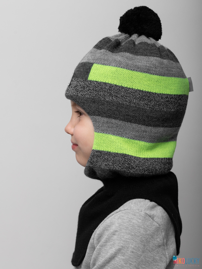 Шапка-шлем 20101-02 с утеплителем, х/б  подклад , черный,серый,салатовый 56-58