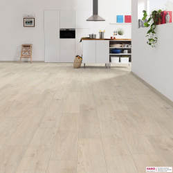 Декор ламината Haro Tritty 200 Aqua Дуб Сицилия Белый 537368 в интерьере комнаты