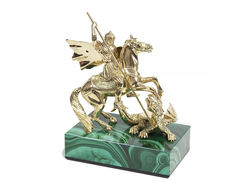 Статуэтка "Георгий Победоносец". Бронза, малахит.