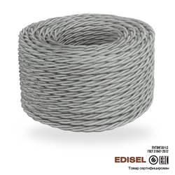 Витой ретро провод 3х2.5 серый бухта