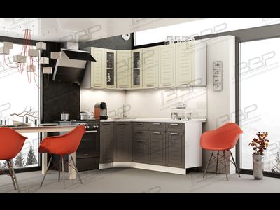 Кухня ЧЕСТЕР 1,6*1,8м угловая белый, софт шампань, софт грей