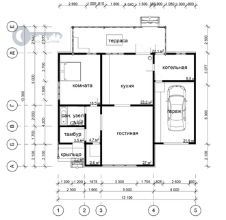 ДЖ-26 ГАБАРИТНЫЕ РАЗМЕРЫ: (13.3Х13.1М) 1 ЭТАЖ, ОБЩАЯ ПЛОЩАДЬ: 149,3М²