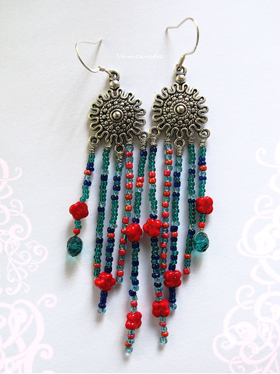 Цыганские серьги с цветами &quot;Ветер перемен&quot;