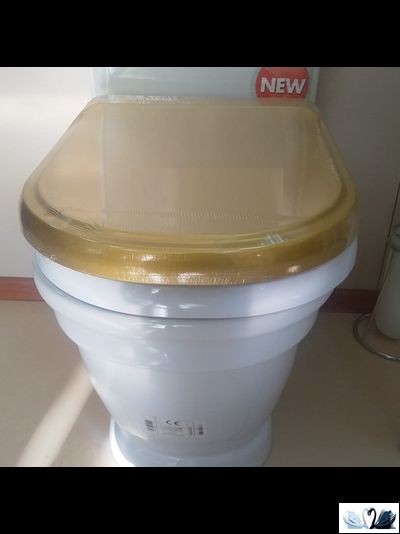 Унитаз Creavit Antik Gold AN360.001A0 напольный приставной, в комплекте с бачком AN410.A00, с золотой лентой