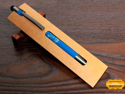 Металлическая ручка-стилус с гравировкой серебро