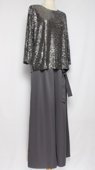 Брюки "палаццо С БАНТОМ" серые р.54