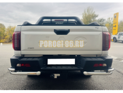 Защита заднего бампера угловая двойная Папа Тюнинг d60/42 для Jac T9 2023-
