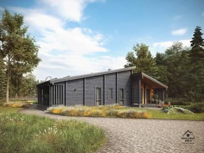 "Авангард": дом из клееного бруса с односкатной кровлей 280 м²