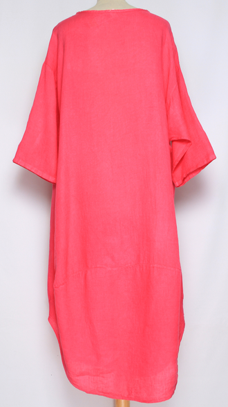 ПЛАТЬЕ БОХО ЛЬНЯНОЕ "ТЮЛЬПАН РАЗРЕЗЫ" красное, оранжевое, розовое, терракотовое, св.коричневое, электрик до р.54