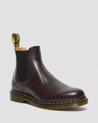 Челси Dr Martens 2976 Yellow Stitch Smooth Leather Chelsea Boots Dark Red