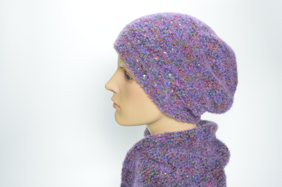 Берет и шарф Vizio 1313 фиолетовый с розовым