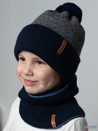 Шапка  22101-02, цвет темно-синий,черный меланж р. 58