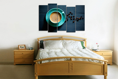 Модульная картина "Бирюзовая чашечка кофе"