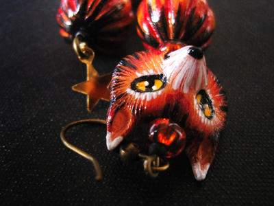 "Лисички из Шервуда", оранжевые серьги с чешским стеклом