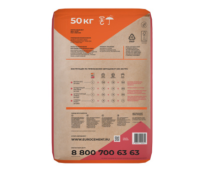 Цемент Евроцемент М500 Д20 ЦЕМ II А-Ш 42,5 Н 50 кг