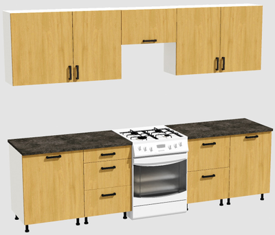 Кухня Эконом 2,1 метра (600х450х600х450) Цвет: Дуб Сонома/Дуб Сонома