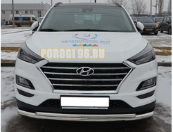 Защита переднего бампера двойная d60/42 для Hyundai Tucson (2018-2021)
