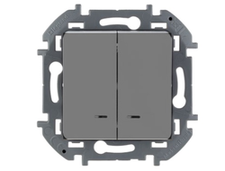 Legrand, Inspiria, Выключатель двухклавишный с подсветкой - алюминий