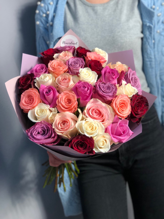 25 роз микс 50-60 см