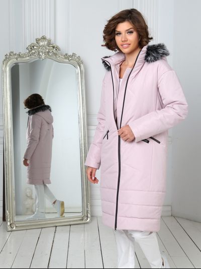 Пальто 23406 серо-розовый ЗИМА