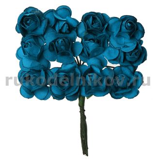 бумажные цветы "Роза", цвет-ультрамарин, 20х80 мм, 12 шт/уп