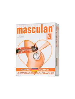 310 Презервативы Masculan, ultra 3, продлевающие, 19 см, 5,3 см, 3 шт.