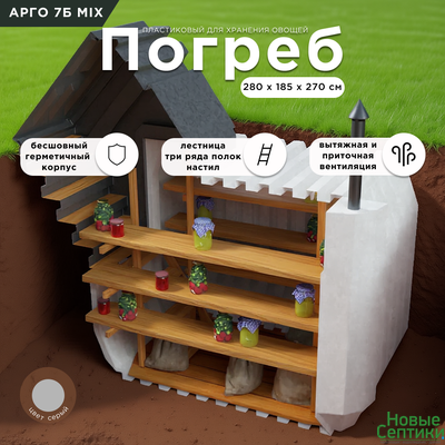 Погреб Арго 7Б MIX с боковым входом для хранения овощей