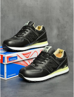 New Balance 574 Triple Black Кожаные
