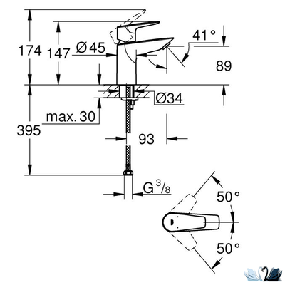 Смеситель для раковины Grohe BauEdge 23330001 (гладкий корпус)