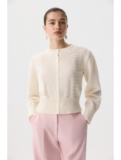 Кардиган с декоративным узором (молочный)