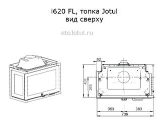 Размеры топки Jotul i620 FL, ширина, глубина, вид сверху