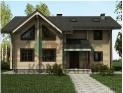 Двухэтажный дом из бруса 8,5x12 с террасой