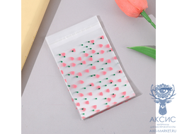 Подарочные пакеты прозрачные 10 х 8 см, 50 шт, сердечки