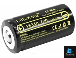 Аккумулятор LiitoKala 16340 (CR123A) Li-ion 3.7В 700mAh незащищенный 1 шт