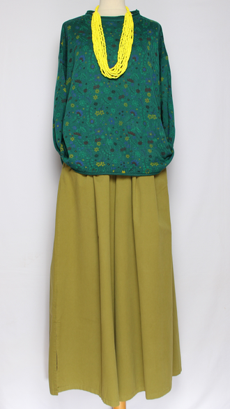 Джемпер  "МЕЛКИЕ ЦВЕТОЧКИ" синий, зеленый, бежевый до р.52